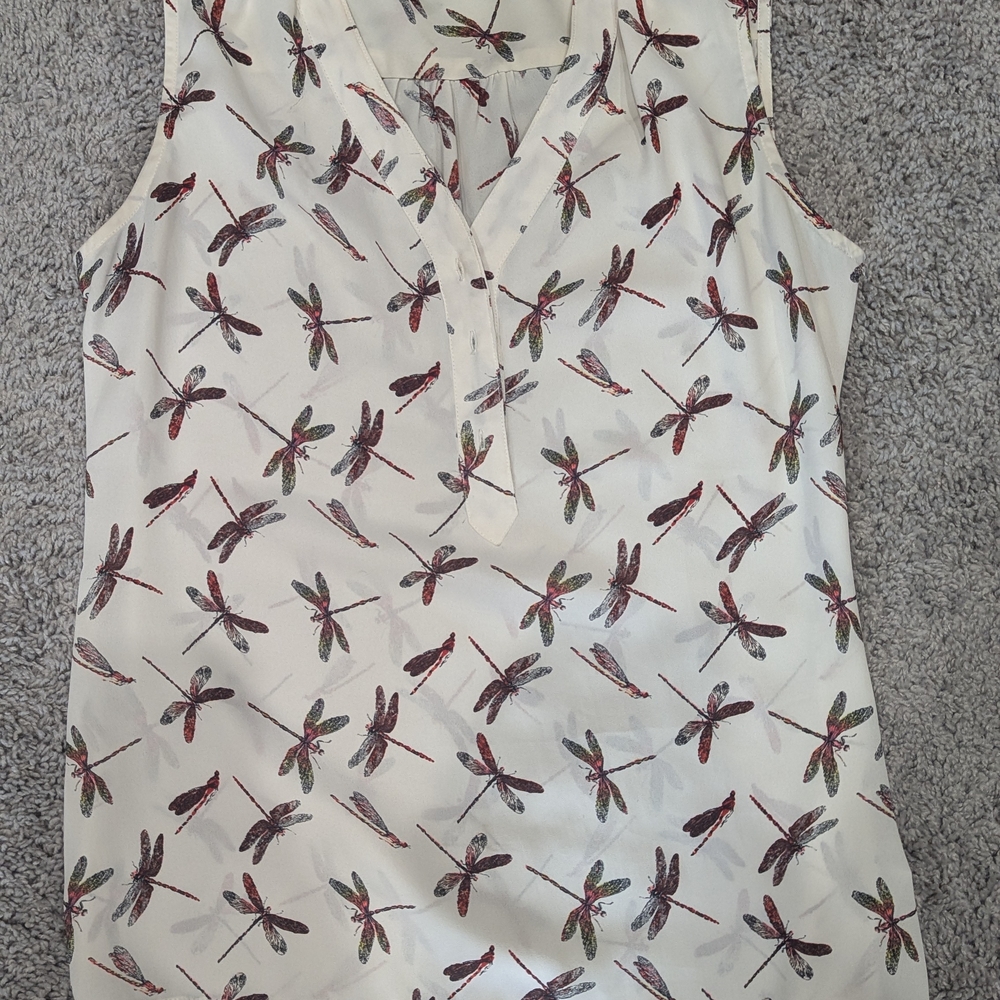 Dragonfly Print Sleeveless Top